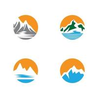 Vetor de design de logotipo simples de paisagem de montanha moderna, silhueta de pico de montagem no topo de gelo rochoso