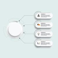 vetor de design de infográficos de linha do tempo e ícones de marketing podem ser usados para layout de fluxo de trabalho, diagrama, relatório anual, web design. conceito de negócio com 4 opções, etapas ou processos.