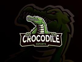 design de logotipo de mascote de esports de crocodilo vetor