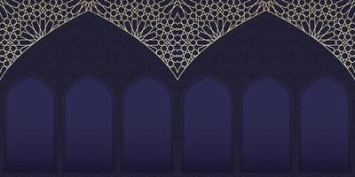 fundo do Ramadã Kareem. fundo islâmico com padrão de arabesco e mesquita de janela. fundo de eid mubarak. ilustração vetorial islâmica vetor