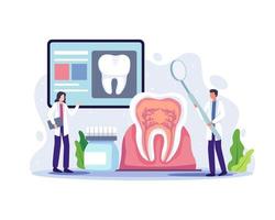 médico dentista diagnóstico e tratamento dentes humanos vetor