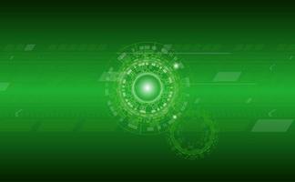 Fundo verde tecnologia com padrões de círculo e linha vetor