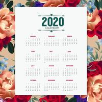 Design de calendário floral 2020