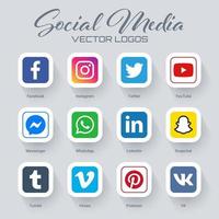 Coleção de logotipos de mídia social popular vetor