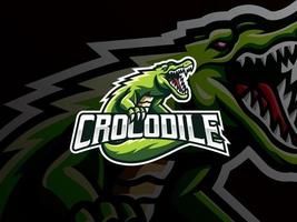 design de logotipo de esporte de mascote de crocodilo vetor