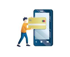 ilustração do conceito de pagamento móvel online vetor