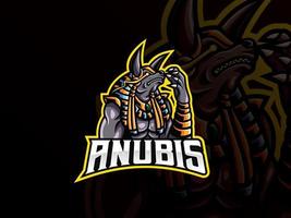 design de logotipo de esporte de mascote anubis vetor