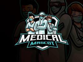 logotipo da mascote da equipe médica vetor