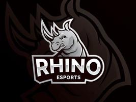 design de logotipo de mascote de esports de rinoceronte vetor