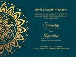 Vetor de cartão de casamento hindu de luxo