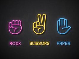 rock paper scissors neon icons