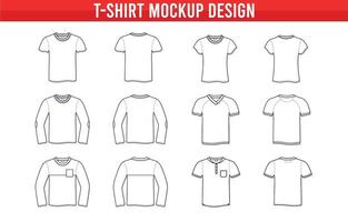 modelo de t-shirt de contorno e design de maquete vetor