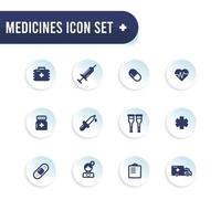 conjunto de ícones planos médicos e de saúde vetor