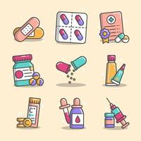 conjunto de ícones de medicina colorida vetor