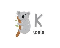 ilustração vetorial da letra k do alfabeto e coala vetor