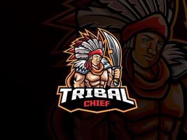 logotipo de esports do chefe tribal vetor