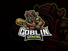 design de logotipo de esporte de mascote goblin vetor
