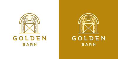 vetor de design de logotipo de arte de linha de celeiro dourado