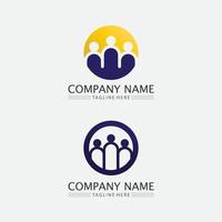 logotipo de pessoas, conjunto e equipe, sucesso de trabalho de pessoas, grupo e comunidade, empresa de grupo e logotipo de negócios vetor e cuidado de design, logotipo de sucesso de ícone de família