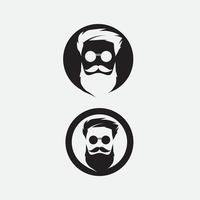 conjunto de logotipos de barbearia vintage e rótulos de emblemas de design, crachás, ilustração de fundo de logotipos vetor