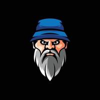 logotipo da mascote do homem barbudo vetor