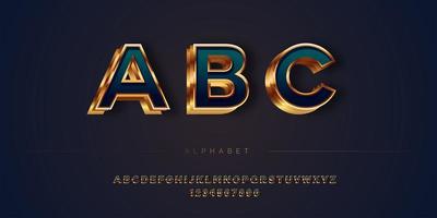 Conjunto de alfabeto abstrato estilo dourado em camadas de luxo vetor