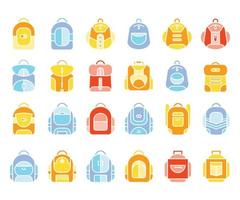 ilustração vetorial de ícones de mochila e mochila
