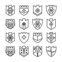 conjunto de ilustração de ícones de distintivo de escudo vetor