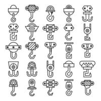 conjunto de ícones de gancho de guindaste vetor