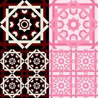 4 em 1 padrão sem costura projetado a partir de formas geométricas. use-o como pano de fundo, padrão de camisa e faça padrões nas coisas. rosa, branco, preto, vermelho e branco. vetor