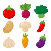 Conjunto de ícones de legumes vetor