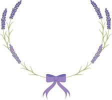 flores de lavanda de moldura floral amarradas com laço roxo vetor