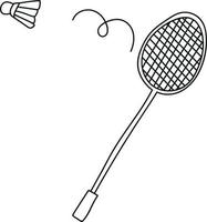 jogando raquete de badbinton e peteca no estilo doodle vetor