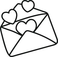 envelope de carta de amor com corações voando no estilo doodle parabéns pelo dia dos namorados vetor