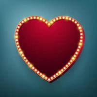 moldura de luz de coração com lâmpadas elétricas. ilustração vetorial