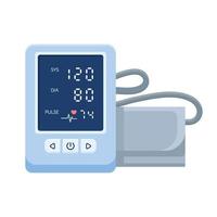 tonômetro médico e pressão arterial ideal. monitor eletrônico de pressão arterial. esfigmomanômetro digital. objeto de vetor isolado no fundo branco