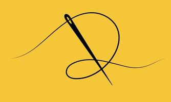 conceito de arte de linha de agulha de alfaiate. ilustração vetorial em fundo amarelo