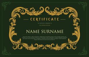 certificado de caligrafia bordas elegantes moldura ornamentada vetor