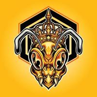 ilustrações vetoriais de abelhas de cabeça de rainha da coroa para o seu logotipo de trabalho, camiseta de mercadoria mascote, adesivos e designs de etiquetas, pôster, cartões de saudação, empresa ou marcas de publicidade.