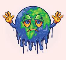 feliz dia mundial da terra com globo derretido vetor