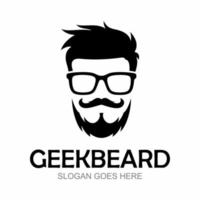 logotipo abstrato de rosto de geekbeard vetor