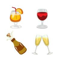 vetor de emoji de desenho de copo de vinho champanhe