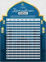 cronograma do calendário do ramadã azul - guia de tempo de jejum e oração vetor