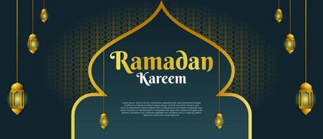 banner de venda ramadan kareem, post de mídia social com padrão árabe islâmico e lanternas vetor