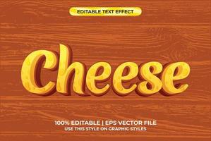 texto de tipografia 3d de queijo com tema de comida. modelo de tipografia roxa para comida e bebida de queijo. vetor