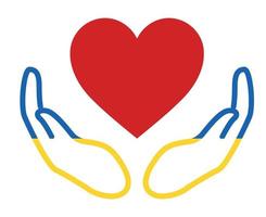 ucrânia nacional europa bandeira coração e mãos emblema símbolo abstrato ilustração vetorial design vetor