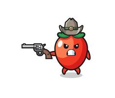 o cowboy pimenta atirando com uma arma vetor