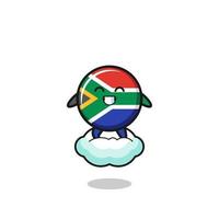 ilustração de bandeira da áfrica do sul fofa montando uma nuvem flutuante vetor