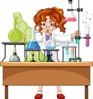 cientista fazendo experimento científico no laboratório vetor