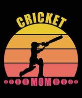 design de camiseta de vetor de mãe de críquete